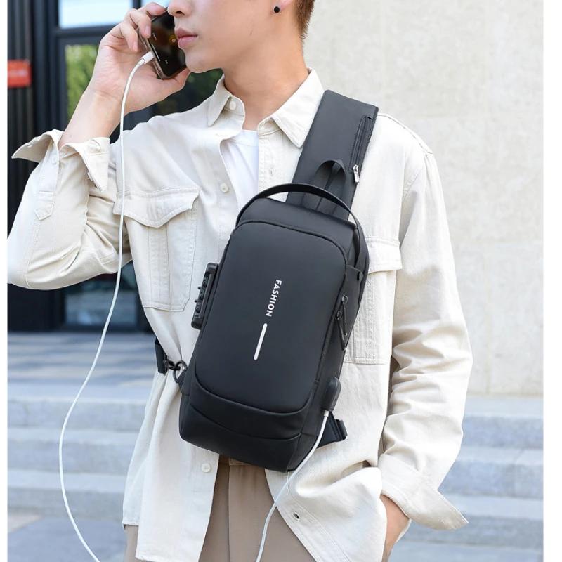 Large Capacity Crossbody Bag For Men Simple Sport Trendy Shoulder Bag Business Multifunction Anti-Theft Waterproof Waist Bag