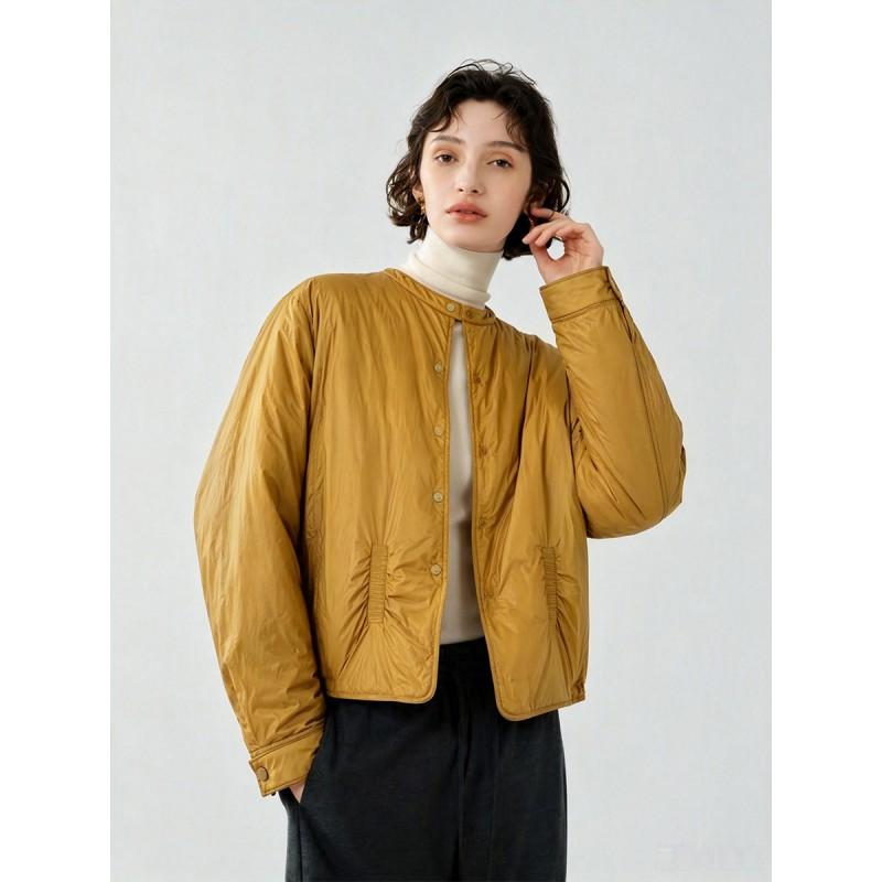 2026 Winter Short Stand Collar Lightweight 90% White Goose Down Jacket Women Simple Versatile Warm Coat