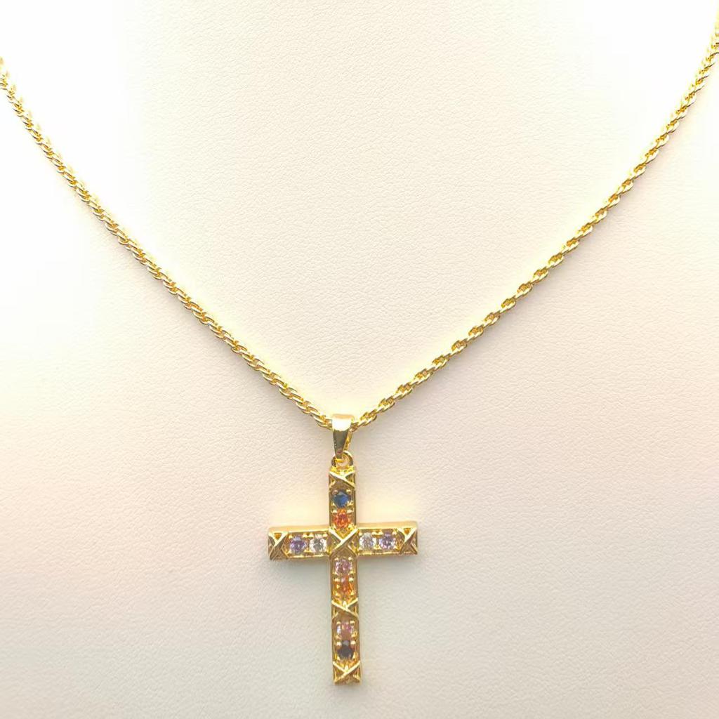Colgante de Cruz de Circonita de Cobre para Mujer - Accesorio de Joyería Religiosa Versátil
