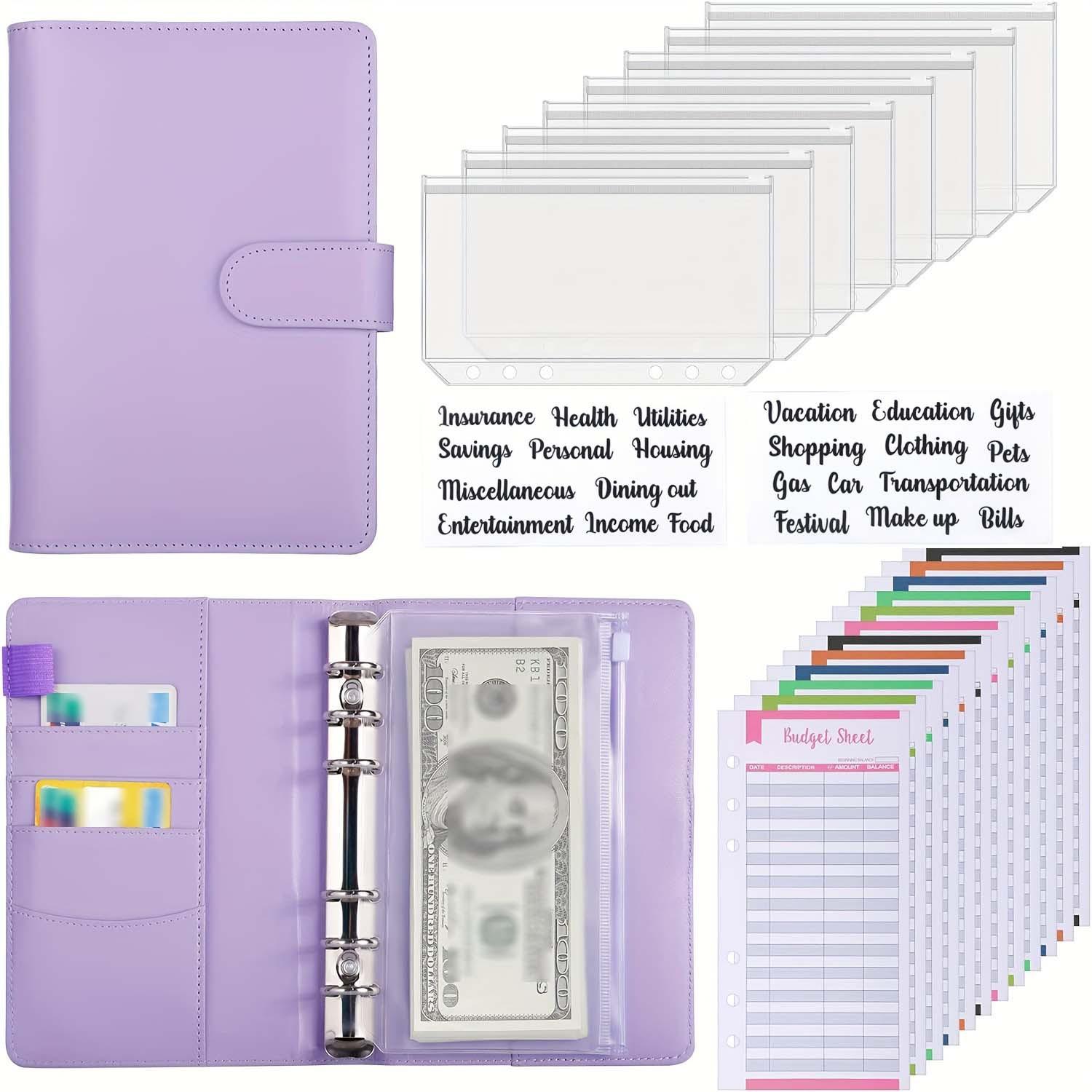 

Папка А6, блокнот для записей от руки, блокнот с узором, блокнот на разъемных листах из ПУ кожи, карман на разъемных листах для наличных, блокнот для бюджетных записей фиолетовый