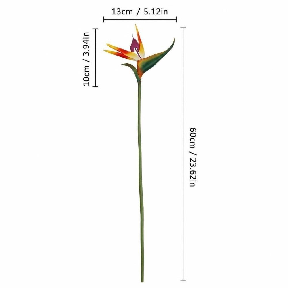 2 Pcs PU Artificial Bird of Paradise Flower Red Decorative Paradise Bird Plant for Office