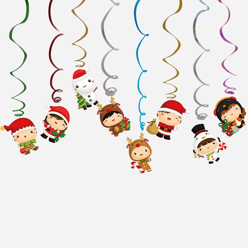 Decorations Eyecatching Christmas With Spiral Streamers And Triangle Flags For Holiday Festivities