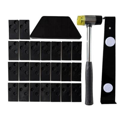 23PCS Black Orange Laminate Wood Flooring Installation Kit Rubber Hammer Wedge and Bar Wood Flooring Installation Tool