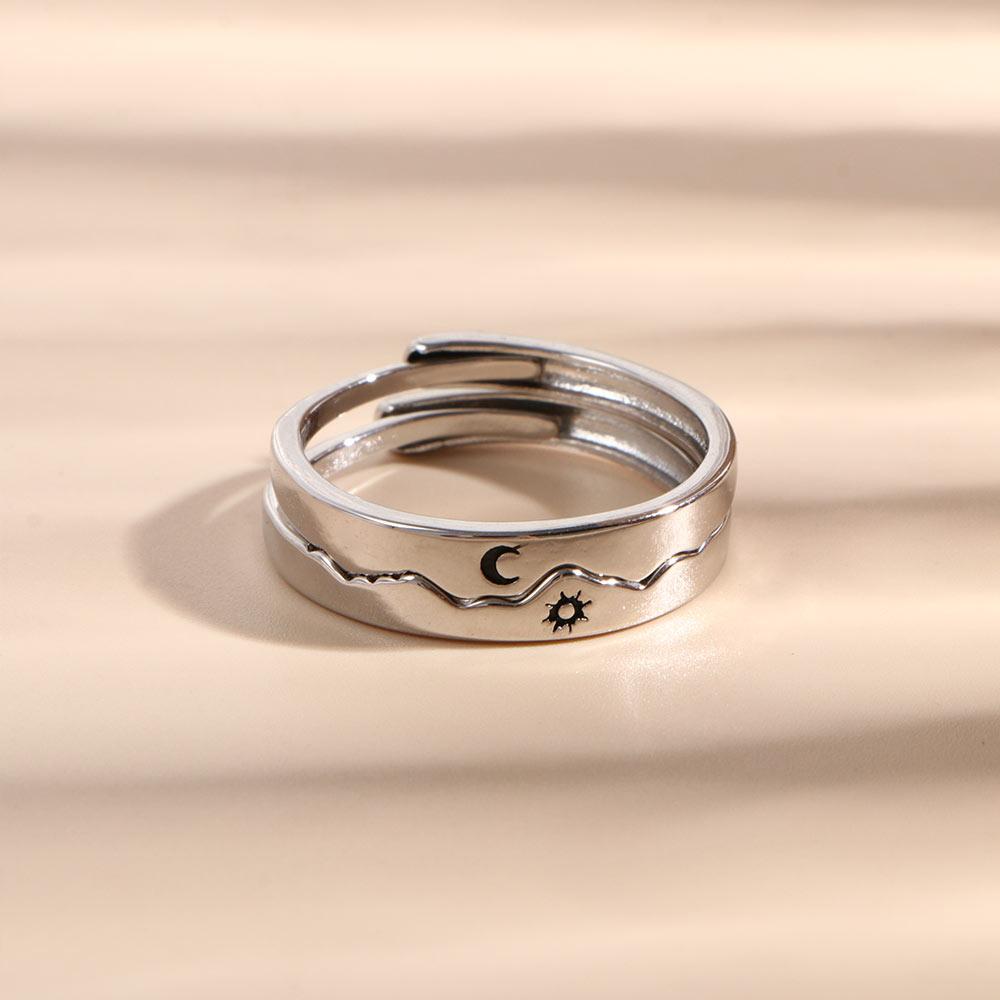 Fashion Adjustable Copper Sun Woman Moon Fashion Jewelry Finger Ring Couple Ring Open Ring