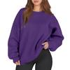 Women's Fashion Long Sleeve Loose Oversize Solid Color Half Zipper Neck Sweater Top With Pockets