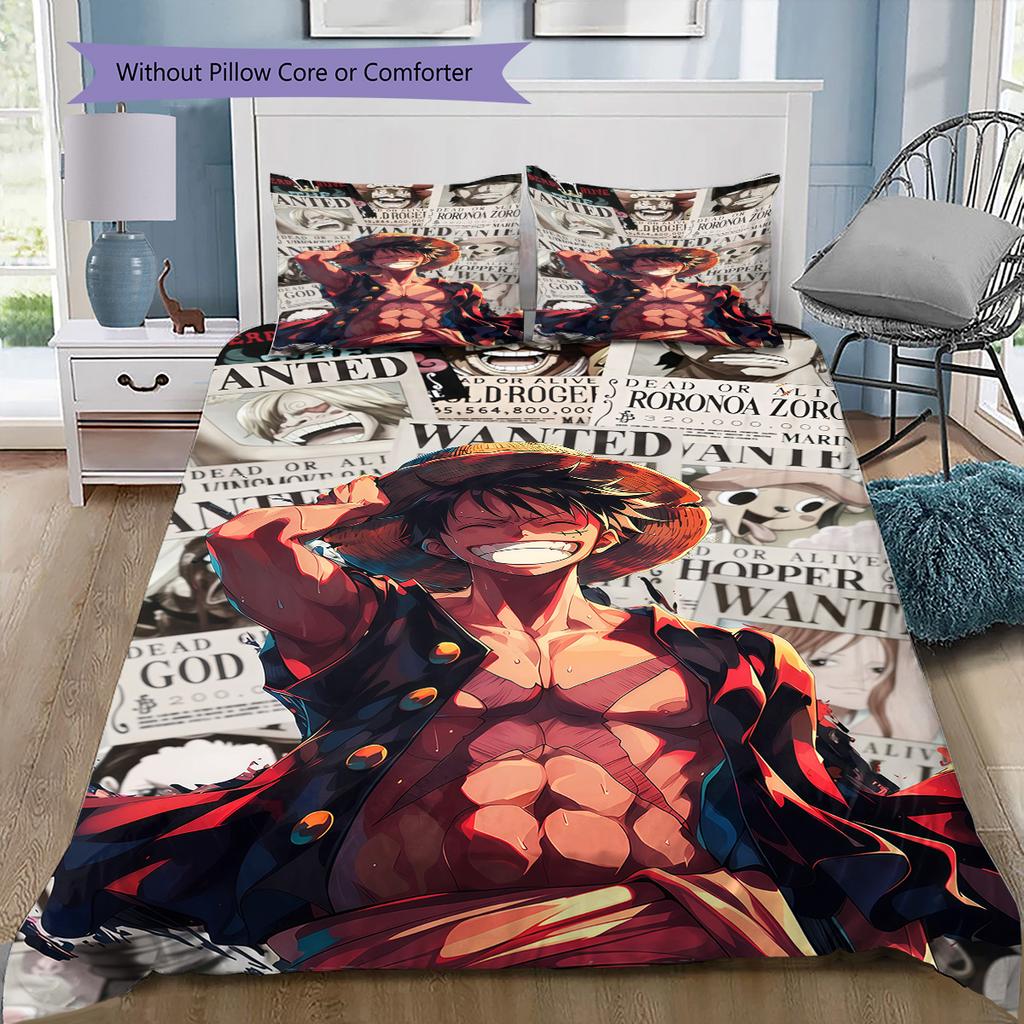 Set Copripiumino Trapuntato con Fantasia D di Luffy Federa per Cuscino Regalo di Compleanno per la Casa(1 * copripiumino + 2 * federa, senza nucleo)