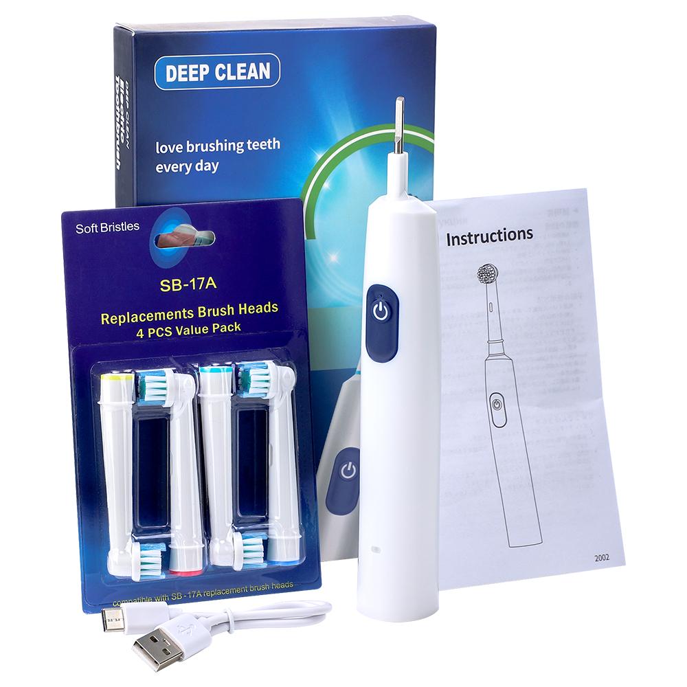 Round Rotating Electric Toothbrush, 5 Cleaning Modes 2 Timer Setting Teeth Whitening, with 4 Replacement Heads,Best Gift