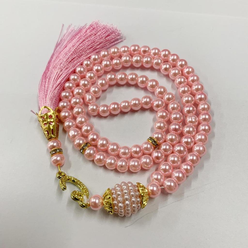 99 Glass Imitation Pearl Prayer Beads Bracelet - 6mm Arabic Praise Beads