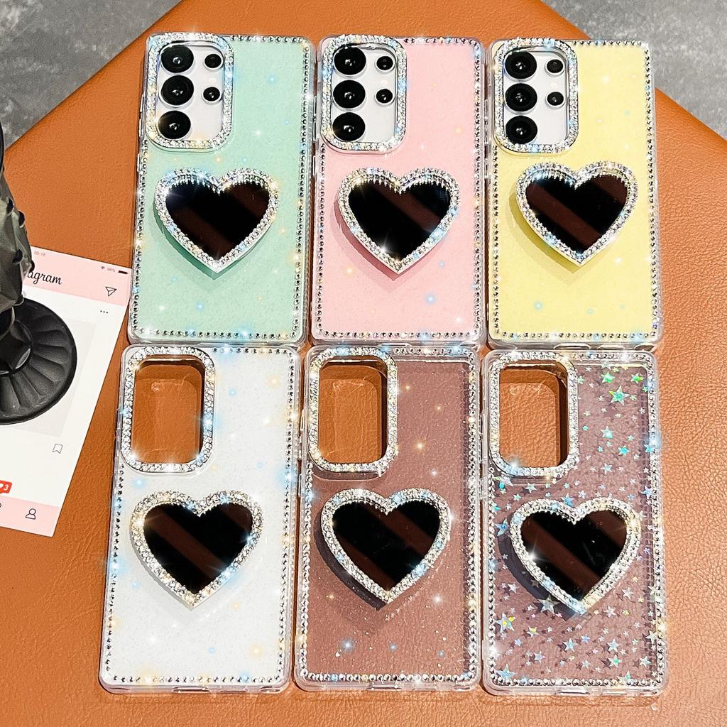 Applicable to iPhone17Pro side drill glitter mobile phone case Samsung S26Ultra hard case A57 Apple 16PM rear case