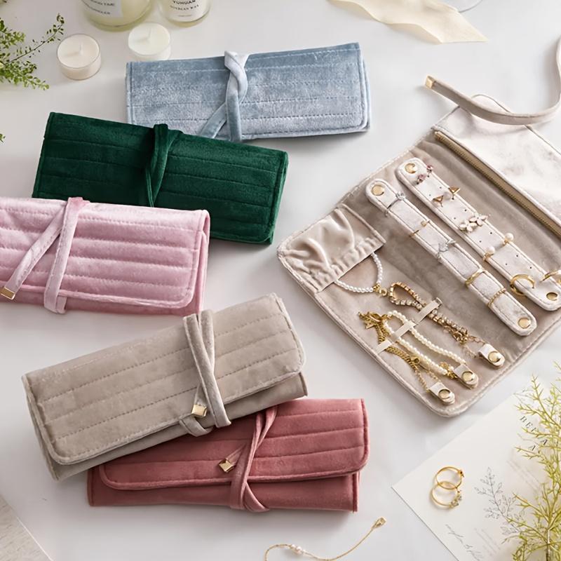 Velvet Embroidered Jewelry Roll- High-Quality Storage for Rings,Earrings, Necklaces & Bracelets: A Must-Have Accessory Organizer
