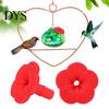 Tool-free Hummingbird Feeder Repair 4PCS Replacement Parts, Simulated Red Flowers Shape, Universal Nectar Port Fit Silicone Waterproof Bird
