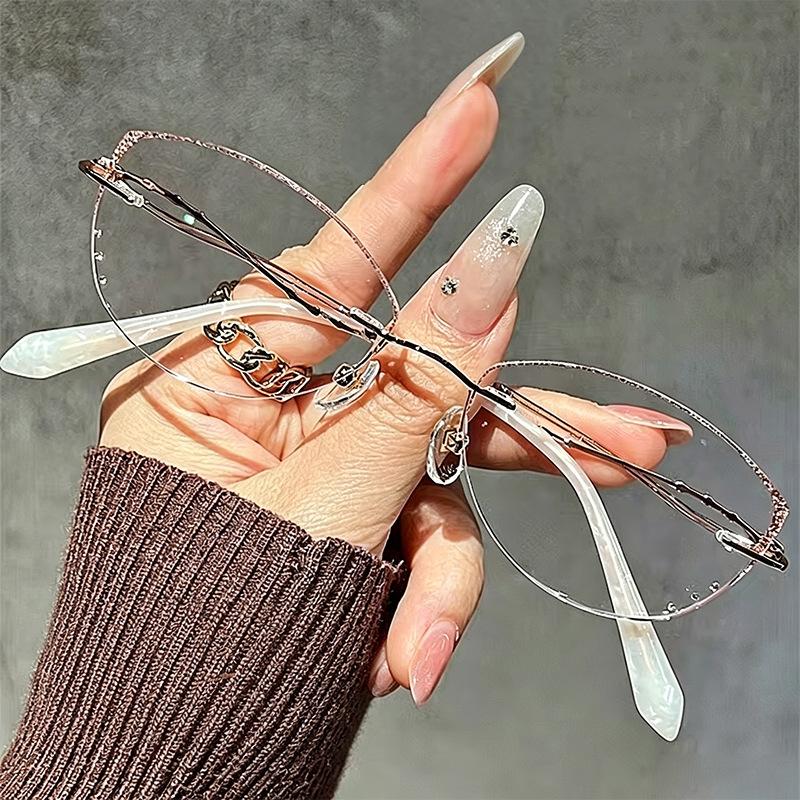New Frameless Anti-Blue Light Presbyopia Glasses for Women Ultra-Lightweight Small-Frame Reading Eyewear Diopter 0 To +4.0