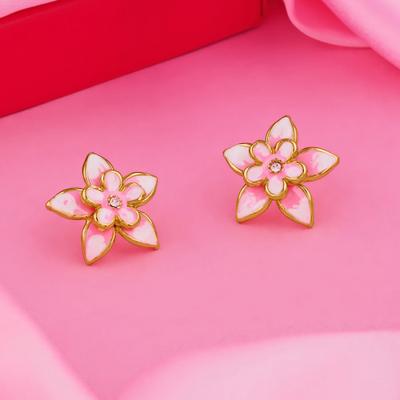White Enamel Flower Shaped Earrings
