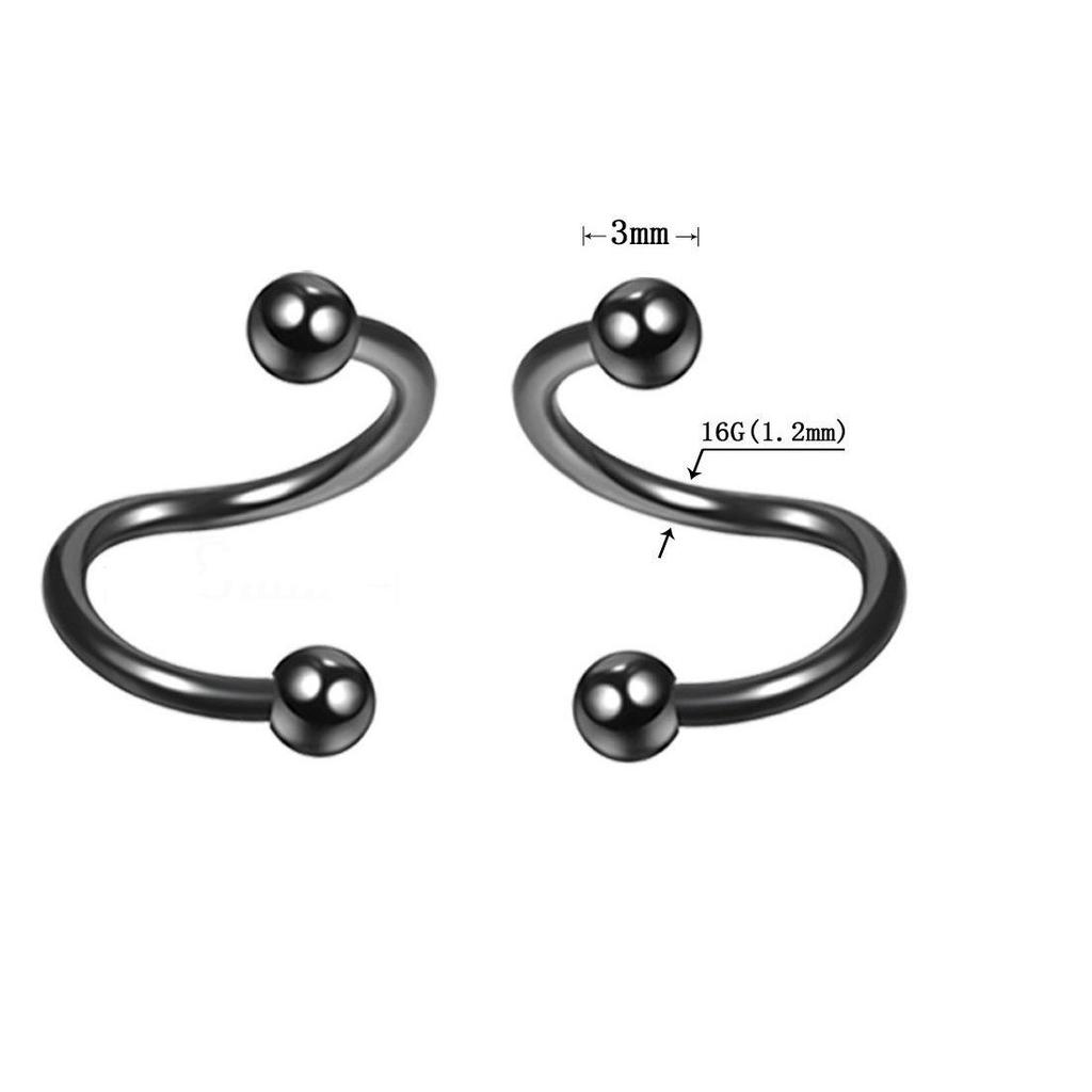 16G Stainless Steel S-shaped Nose, Ear, Lip Ring with Cone Ball – Titanium Steel Piercing Jewelry.