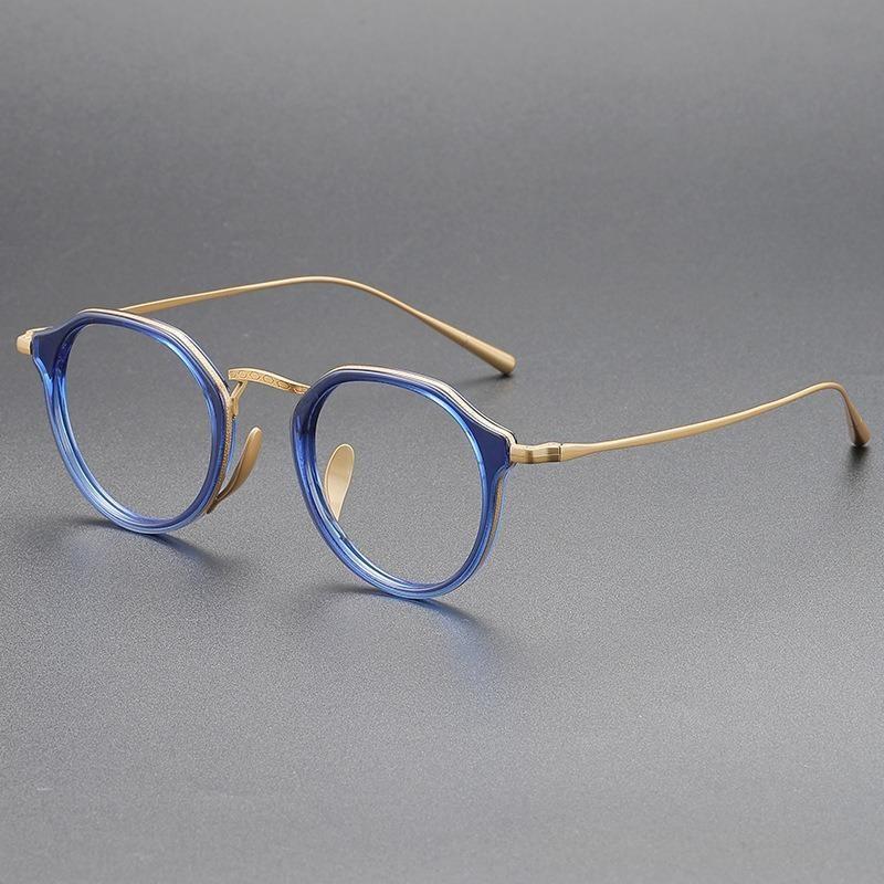

Japanese Brand Replication Acetate Titanium Glasses Frame Retro Luxury Round Eyeglasses Men Woman Irregular Fashion Eyewear