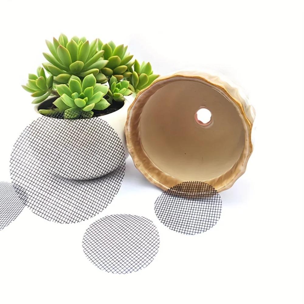 50pcs Round Mesh Drainage Screens for Flower Pots, Prevent Soil Loss, Ideal for Bonsai Gardening, Gasket, Plant Drainage Screens
