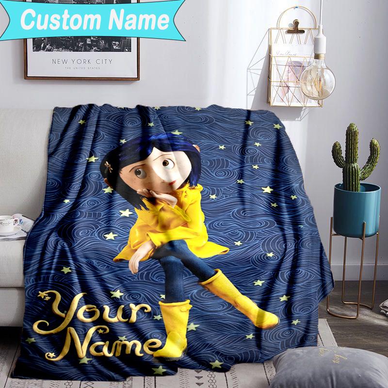 Custom Name Blanket Mystery Coraline's World Blanket Bedding Blanket for Travel, Camping, Living Rooms, Offices, Sofas, Fan Christmas gift