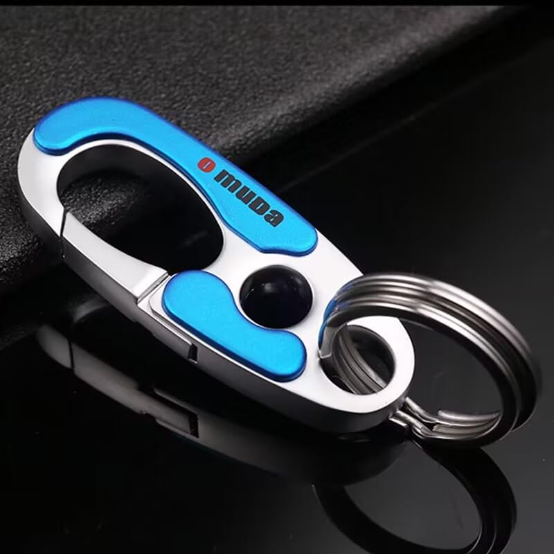 [LeChengMM] Key Chain, Zinc Alloy, Stainless Steel Key Chain, Double Ring Design, Easy To Remove, Blue 2