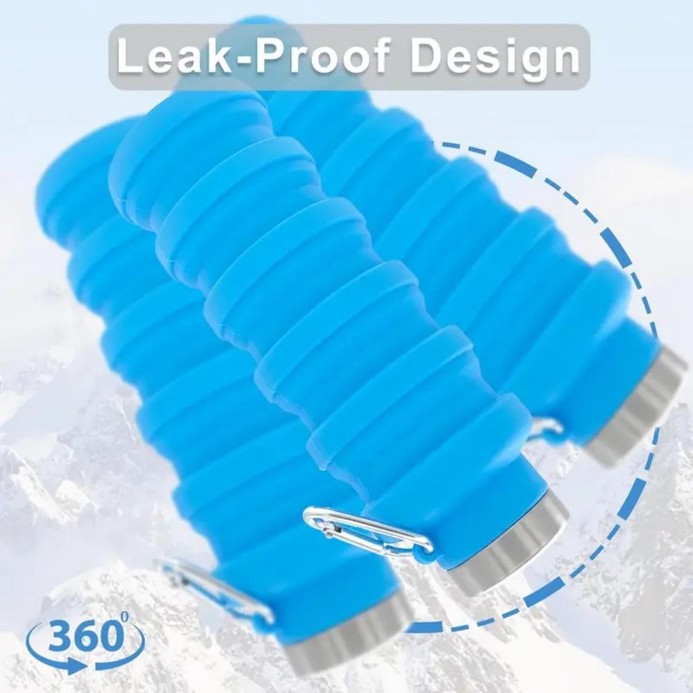 1pc Collapsible Water Bottle, Reuseable BPA Free Silicone Foldable Bottles Portable Hiking Cup For Outdoor Mountaineering Tours