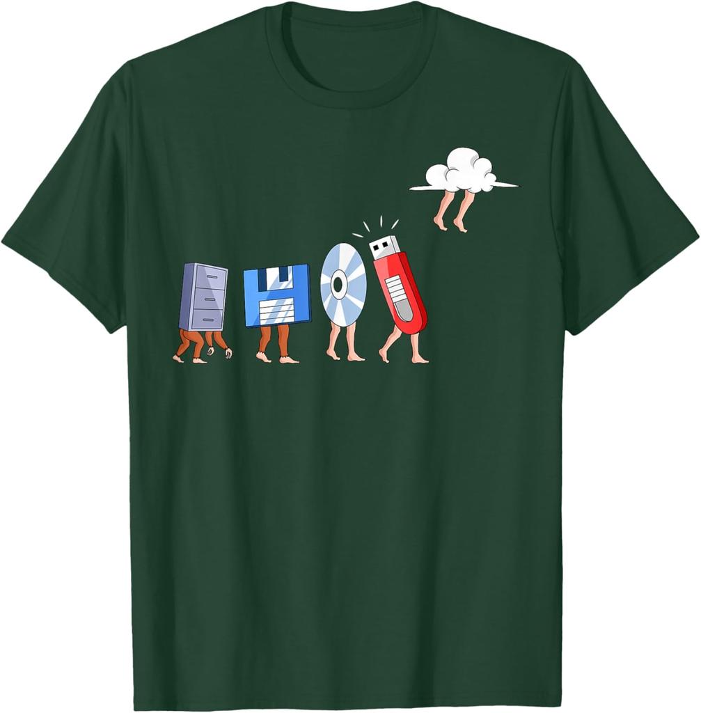 Evoluzione dell'Archiviazione Dati Maglietta Grafica Divertente Regalo per Sviluppatore Cloud Computing T-Shirt Casual