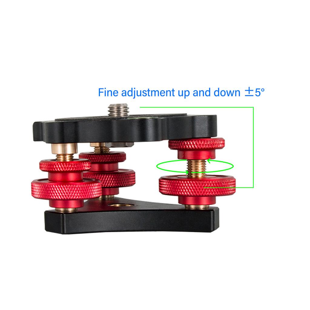 Tripod Head Leveling Base Camera Leveler Aluminum Alloy 3/8 Inch Thread Precise 3 Bubble Level Triple Wheel Leveler for Macro Pa