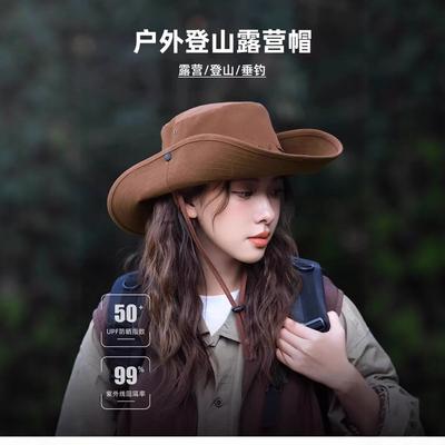 Vintage Western Cowboy Hat Sun Protection Hat Women Climbing Outdoor Bucket Hat Men Climbing Hat Hiking Sun Hat