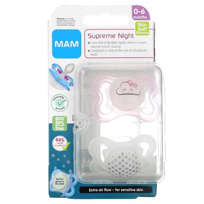 Supreme Nighttime, 0-6 Monate, Rosa/Klar, 2er-Pack