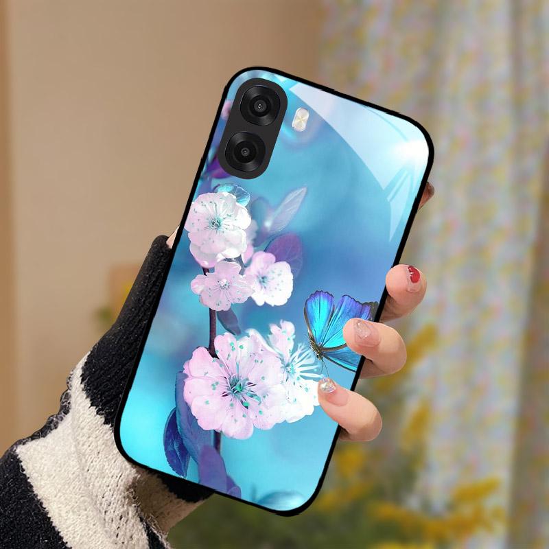 Per OPPO A6x Custodia in Vetro Protezione Fotocamera Vetro Temperato Custodia per Telefono Per Oppo A6X 4G 5G Cover Posteriore Lusso PC Rigido Antiurto Capa