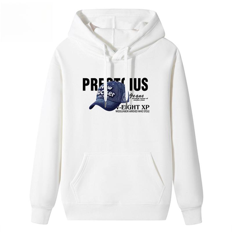 QICED Осенне-зимний свитер с капюшоном мужской теплый утепленный с капюшоном пуловер для мальчиков свободный большой размер трендовая толстовка с капюшоном M белый 1959₽