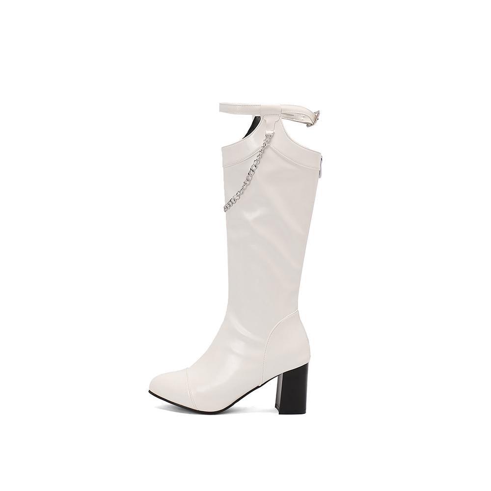 Hnědočervené dámské vysoké boty na podpatku, velká velikost 48