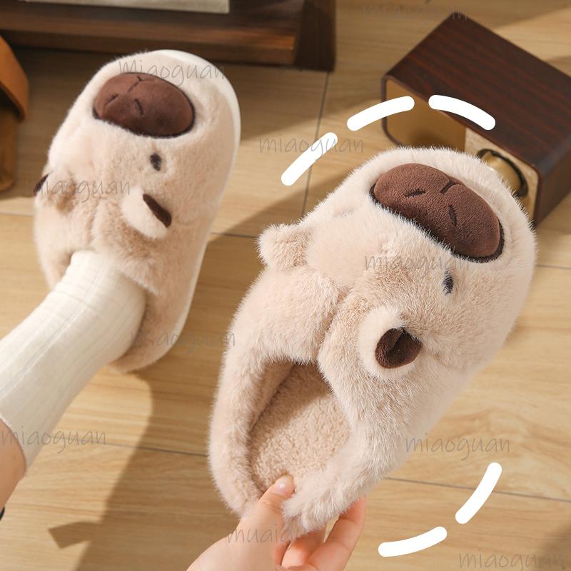 Fluffy Slippers Women Home Autumn Winter Casual Cartoon Design Shoes Girls Indoor Plush Slides Kawaii Flat Footwear