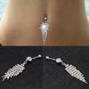 1Pc Shiny Rhinestone Tassel Long Chain Dangle Navel Belly Button Ring Bar