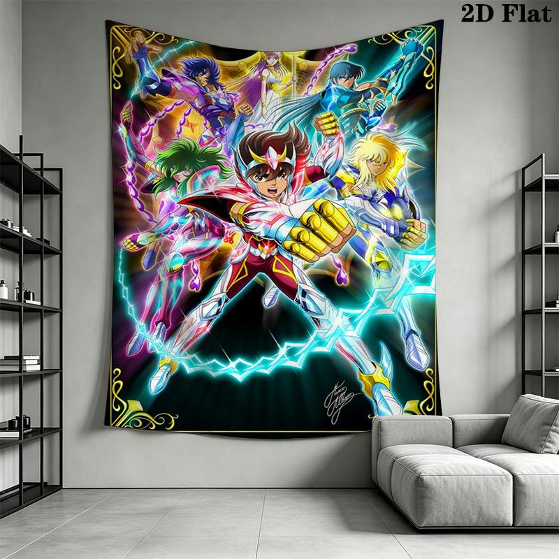Saint Seiya Legend Sanctuary Tapestry Fashion Print Wallmounted Soft Background Cloth Work Of Art