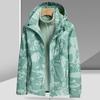 Outdoor Camouflage Detachable Thermal Insulation Liner Jacket Two-piece Plus Velvet Padded Waterproof Leisure Coat.