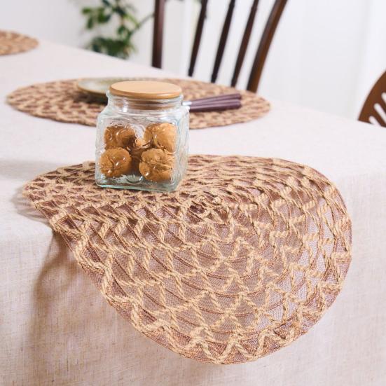 Round Boho Placemat Handwoven Heat Insulation Placemat Rustic Table Protector Mat for Home Farmhouse Weddings Baby Showers