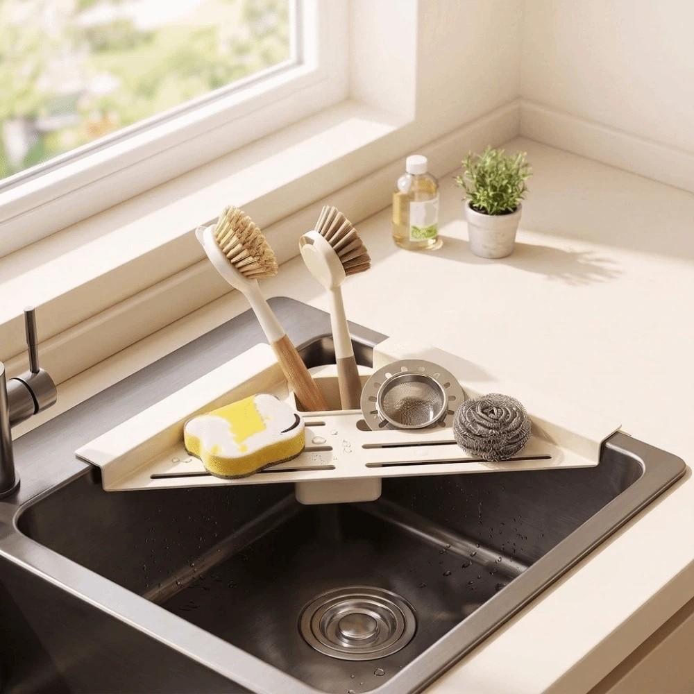 Quick Water Drainage Sink Sponge Holder Carbon Steel Dish Drying Rack  Laundry Room