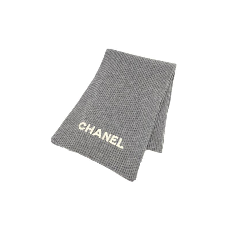 

CHANEL [24C new product] ribbed knitted embroidered logo wool scarf, same style for men and women, couple model, gray сірий колір