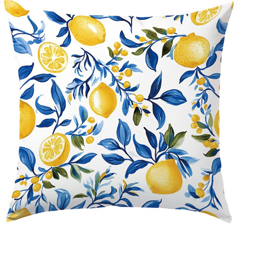 1/4pcs Coastal Blue Stripe Lemon Blossom Throw Pillow Cover Home Farmhouse Outdoor Decoration Cushion Cover