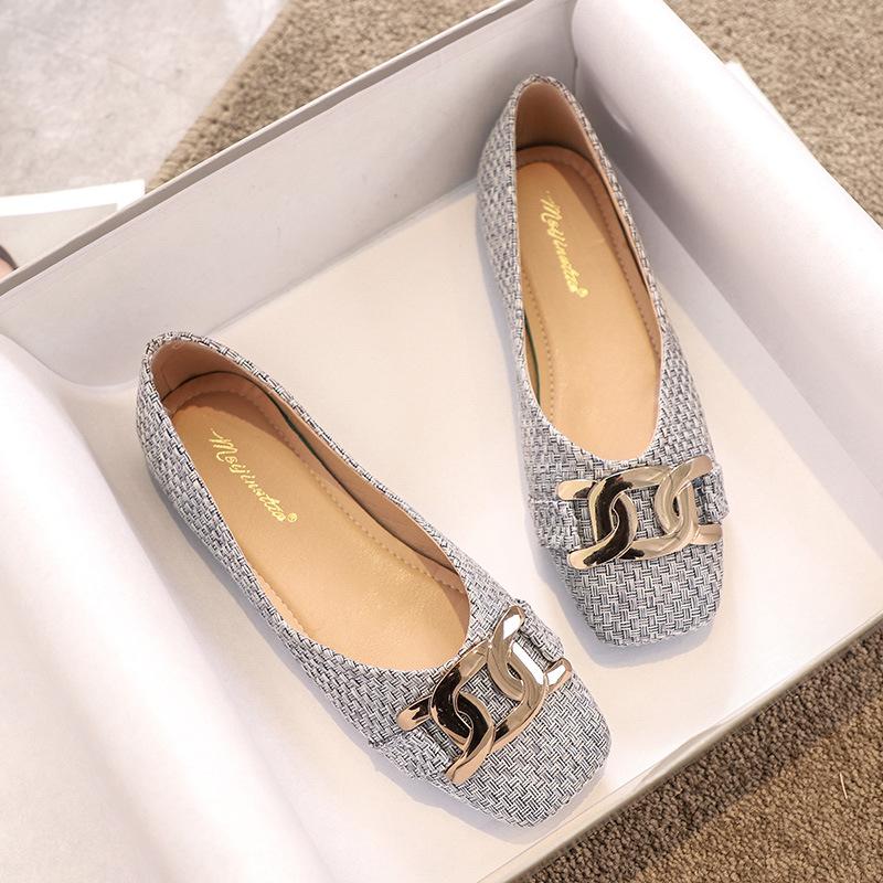 

Кроссовки на плоской подошве с металлическим плетением, женская обувь, нескользящие мокасины с квадратным носком, женские эспадрильи, большие размеры 42/44 4.5 серый