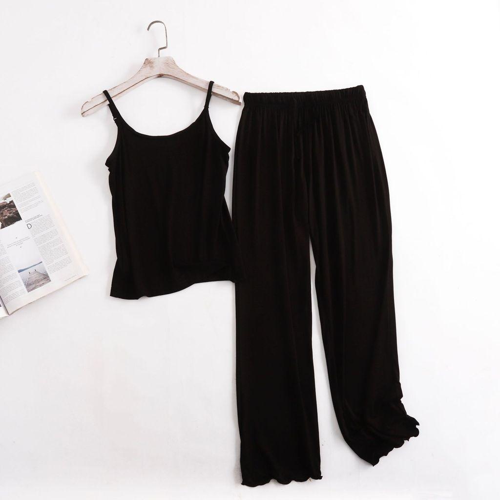 Modal Sleepwear Set For Women With Loose Fit Ruffle Pants Breathable Loungewear For Home Use