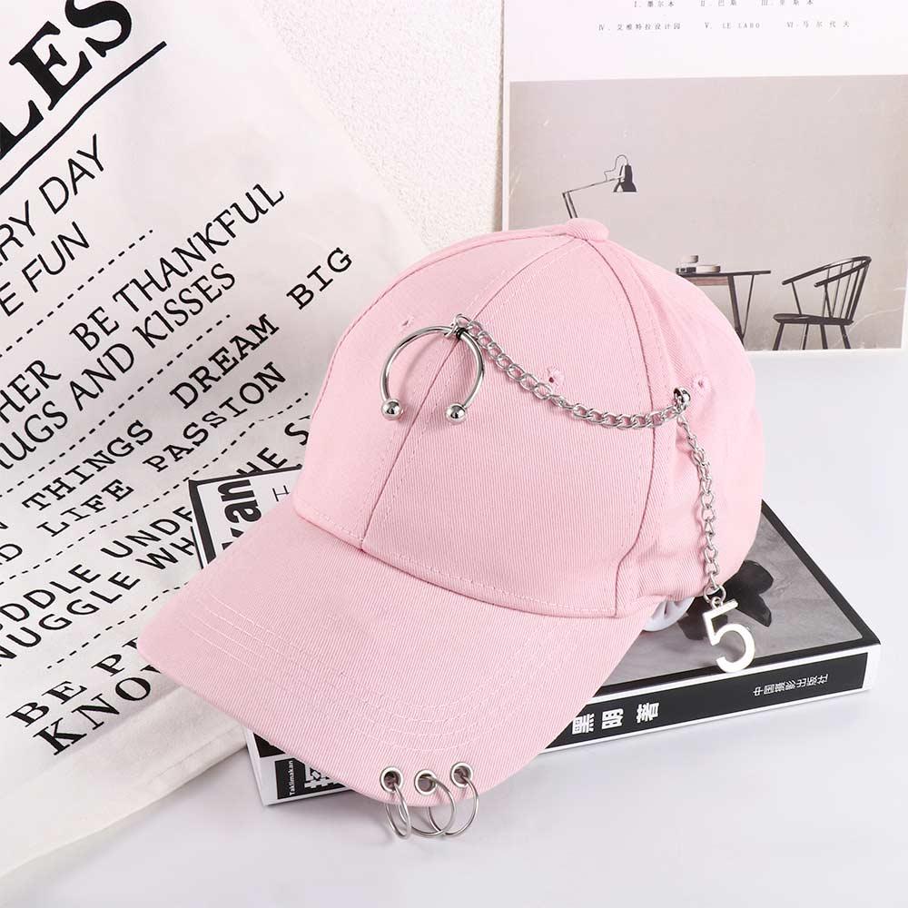 Korean Adjustable Male Chain Outdoor Girls Cotton Snapback Hats With Ring Visors Cap Baseball Cap