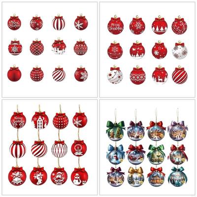 Wooden Christmas Sphere Hanging Decorations Natural Materials Pre Drilled Design For Quick Setups Holiday Decoration