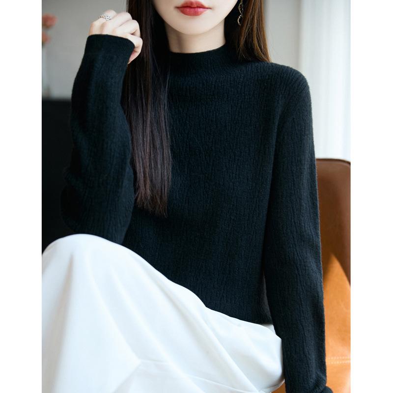 DAFIFY Women's Fashion Casual Fall Winter Solid Color Print Long Sleeve Half Turtleneck Sweaters