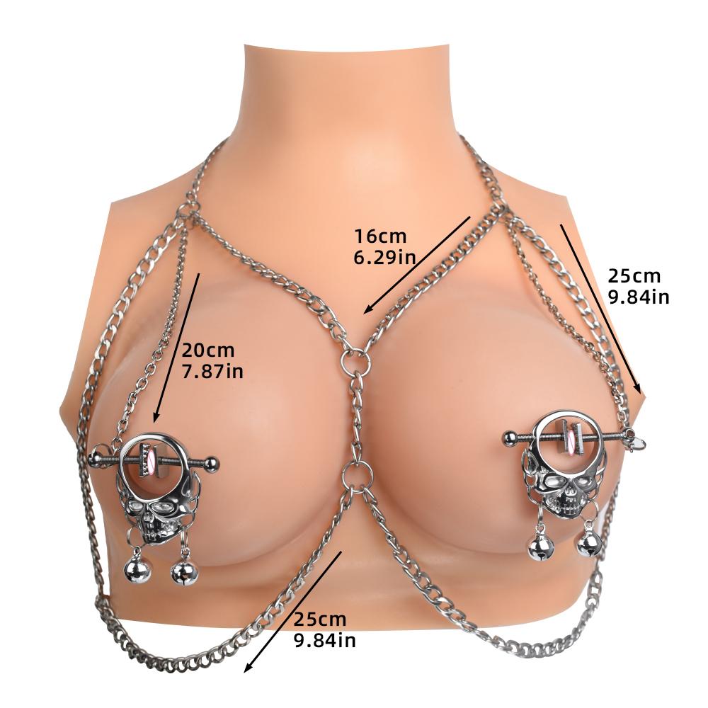 QKKQ Nipple Clamps with Choker Metal Non-piercing Nipple Clips BDSM Bondage Breast Attachment Nipple Clamps Sex Toys for Women
