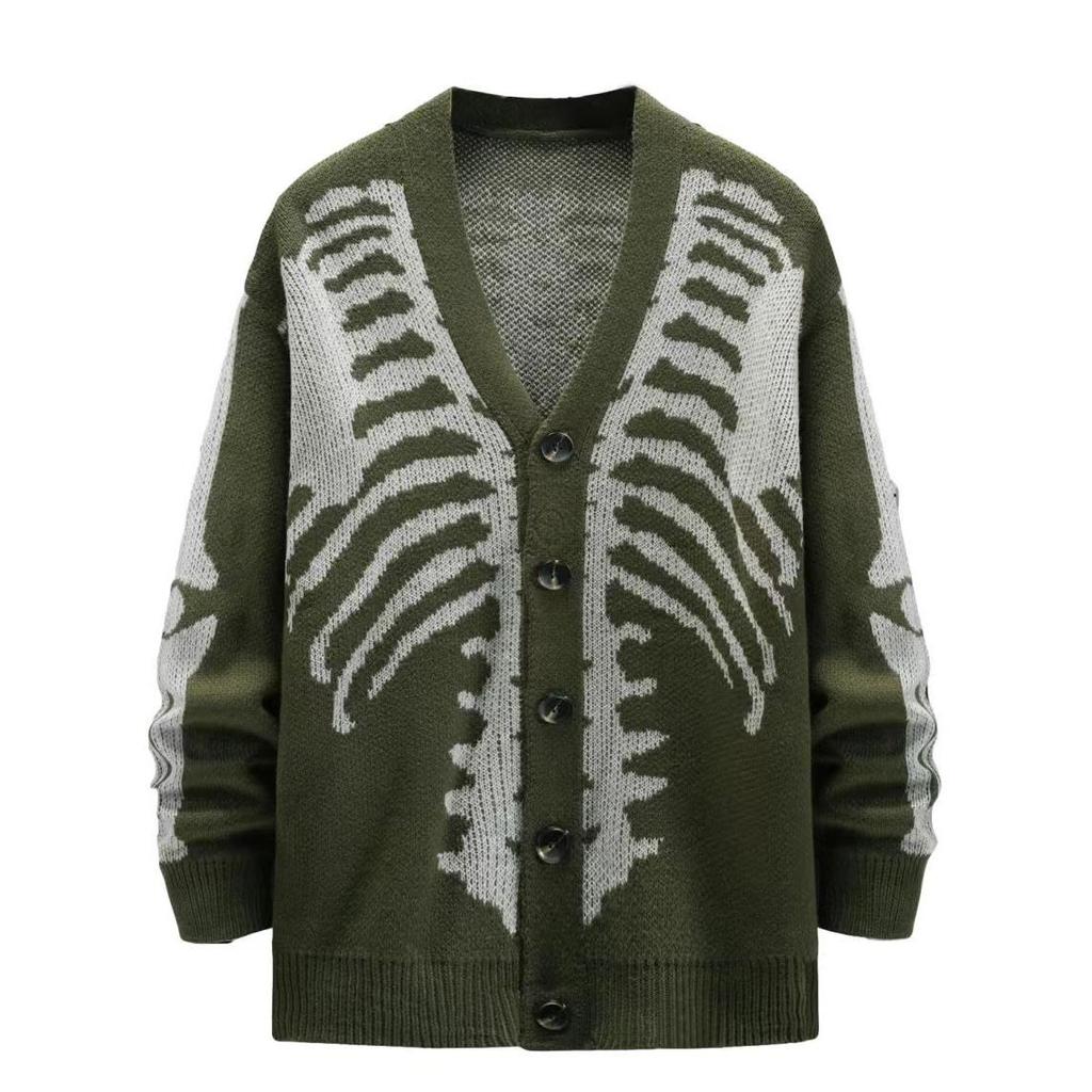 Unisex Gestrickte Pullover mit Jacquard-Muster, Frühling, Herbst, lässige, lockere Strickjacke für Männer und Frauen, Übergröße, Halloween, Y2K-Strickjacken