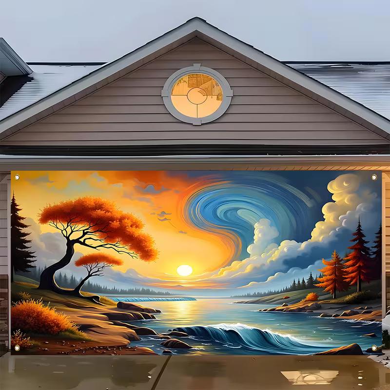 2D Dreamlike Fantasy Sunset Coast Photography Background