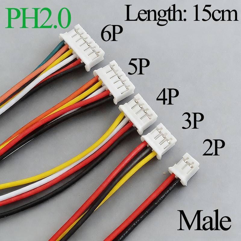 10Pair Ph2.0mm Terminal Wire 2P3P4P5P6P Male And Female Aerial Docking Connection Wire Battery Power Cord 15cm Cable