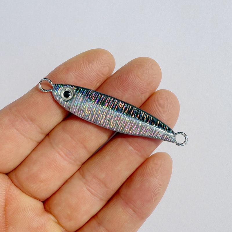 Luminous Blue Knife Iron Plate Lure with Double Hooks for Long Casts, Sea & Freshwater Fishing.