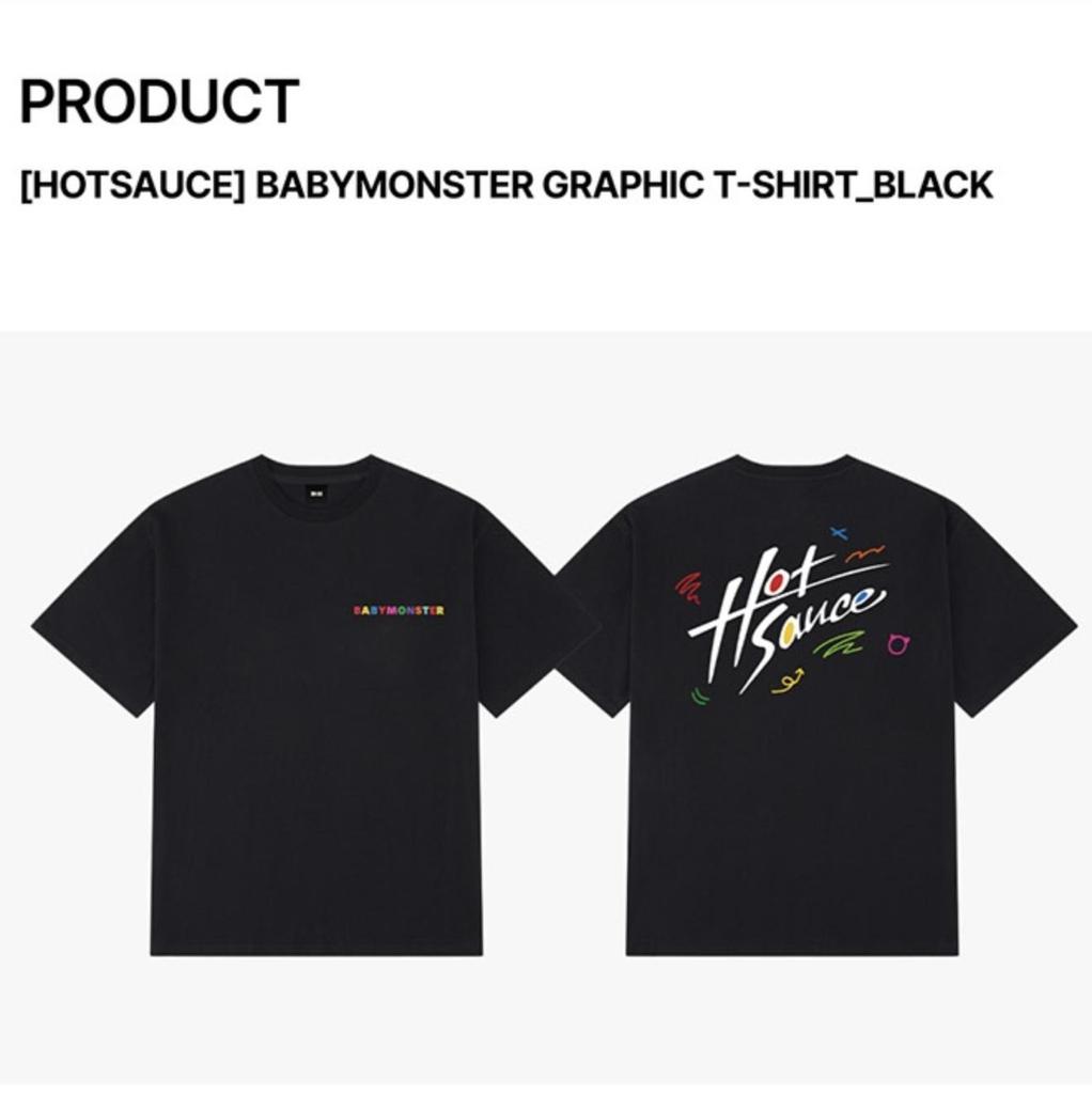 [HOTSAUCE] BABYMONSTER GRAPHIC T-SHIRT (White / Black)