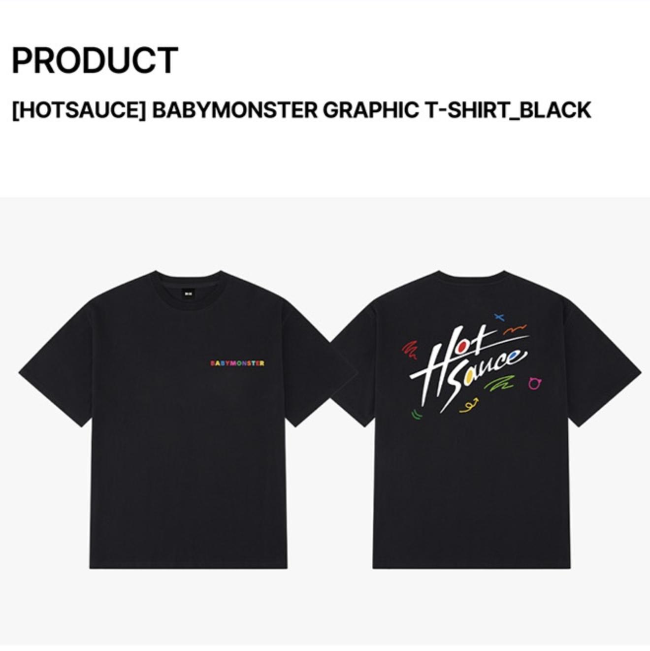 [HOTSAUCE] ГРАФИЧЕСКАЯ ФУТБОЛКА BABYMONSTER (Белый черный) M, L, XL чёрный